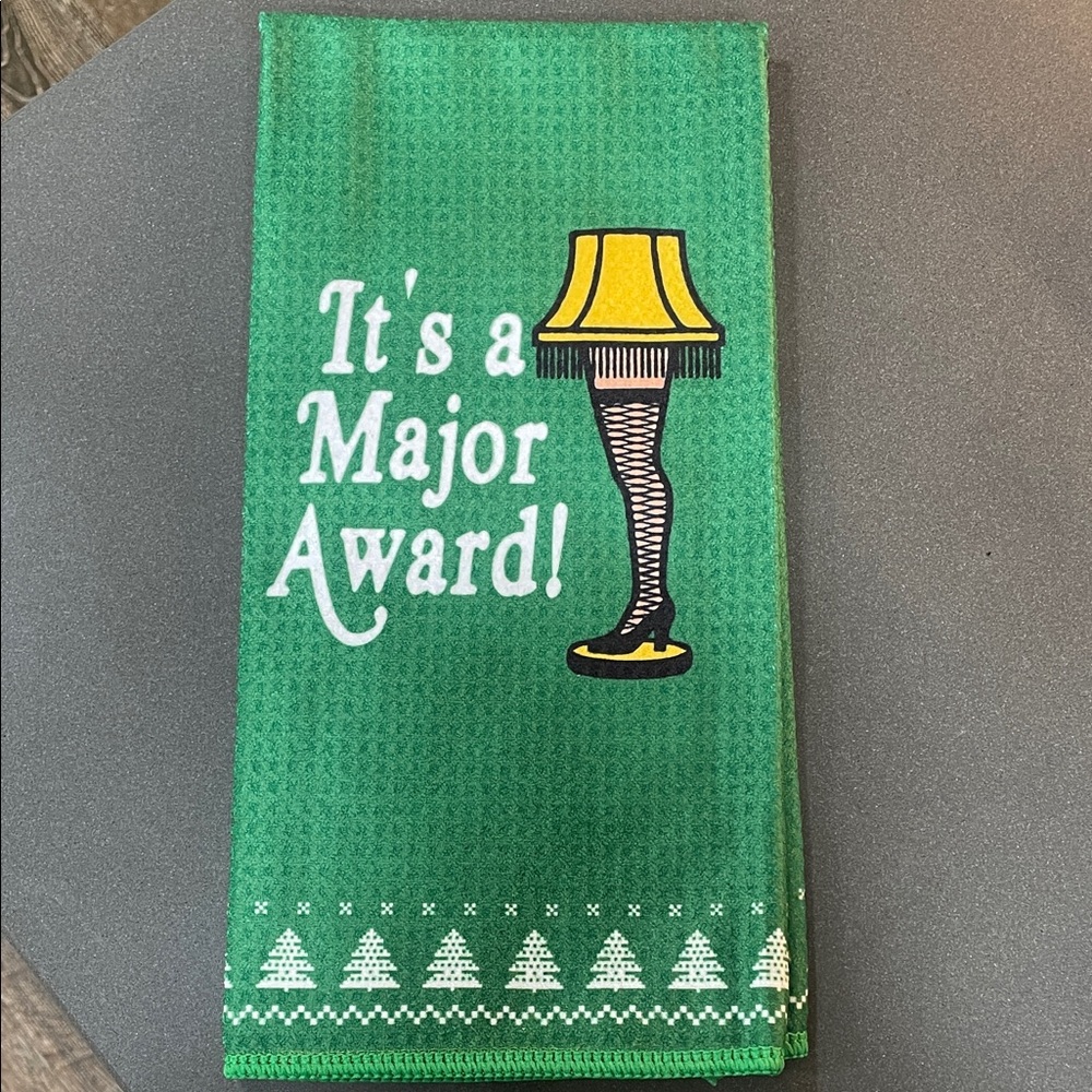 Green Christmas Towel with Fun Print